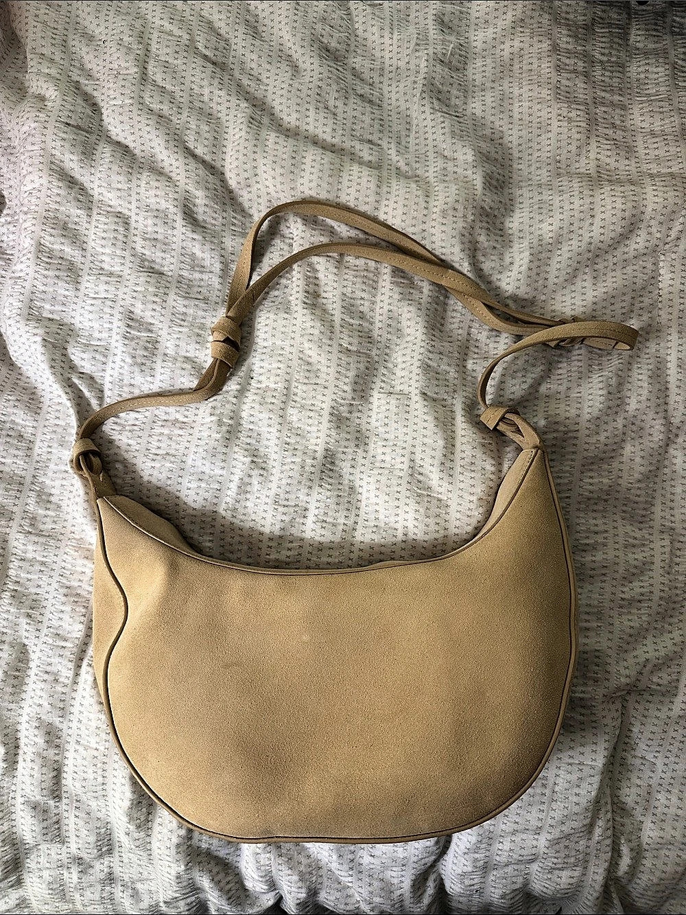 Reformation Medium Rosetta Shoulder Bag in Tan Suede